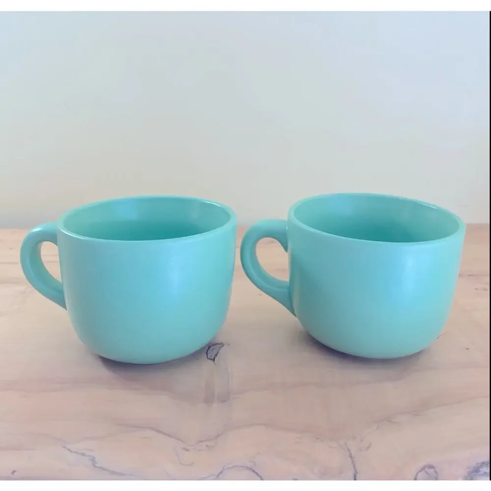Vtg DUO CAI Mint Pistachio Green Coffee Mugs Cups Tea Mug Cup Ceramic
